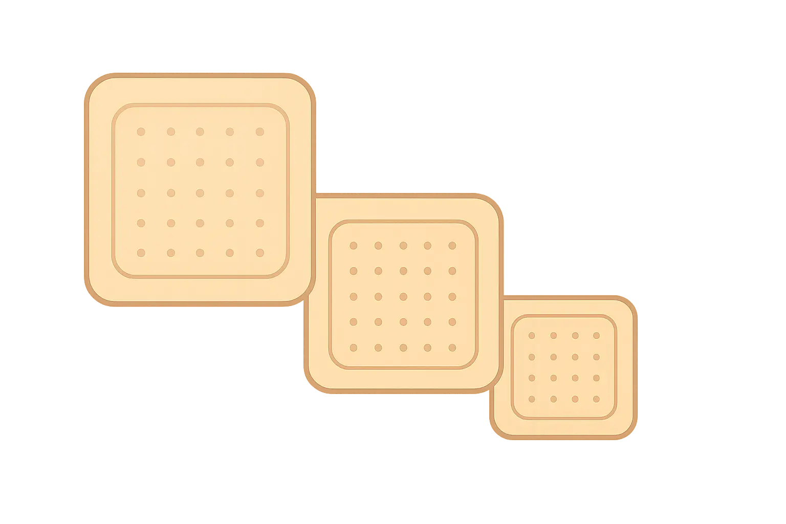 Illustration of three descending steps representing a nicotine patch step-down dosing schedule from higher to lower strength
