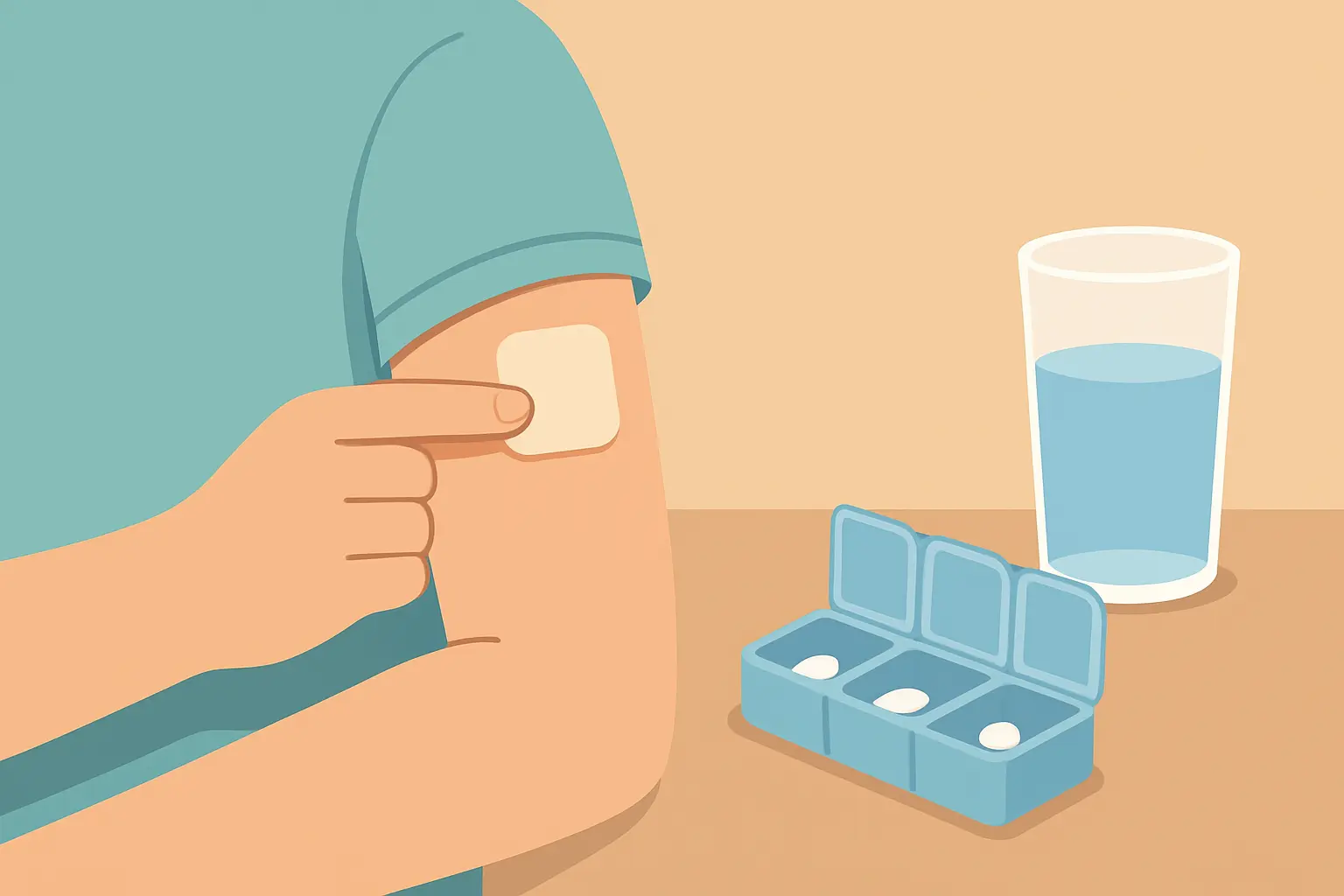 Person using nicotine replacement therapy and medication correctly to manage cravings