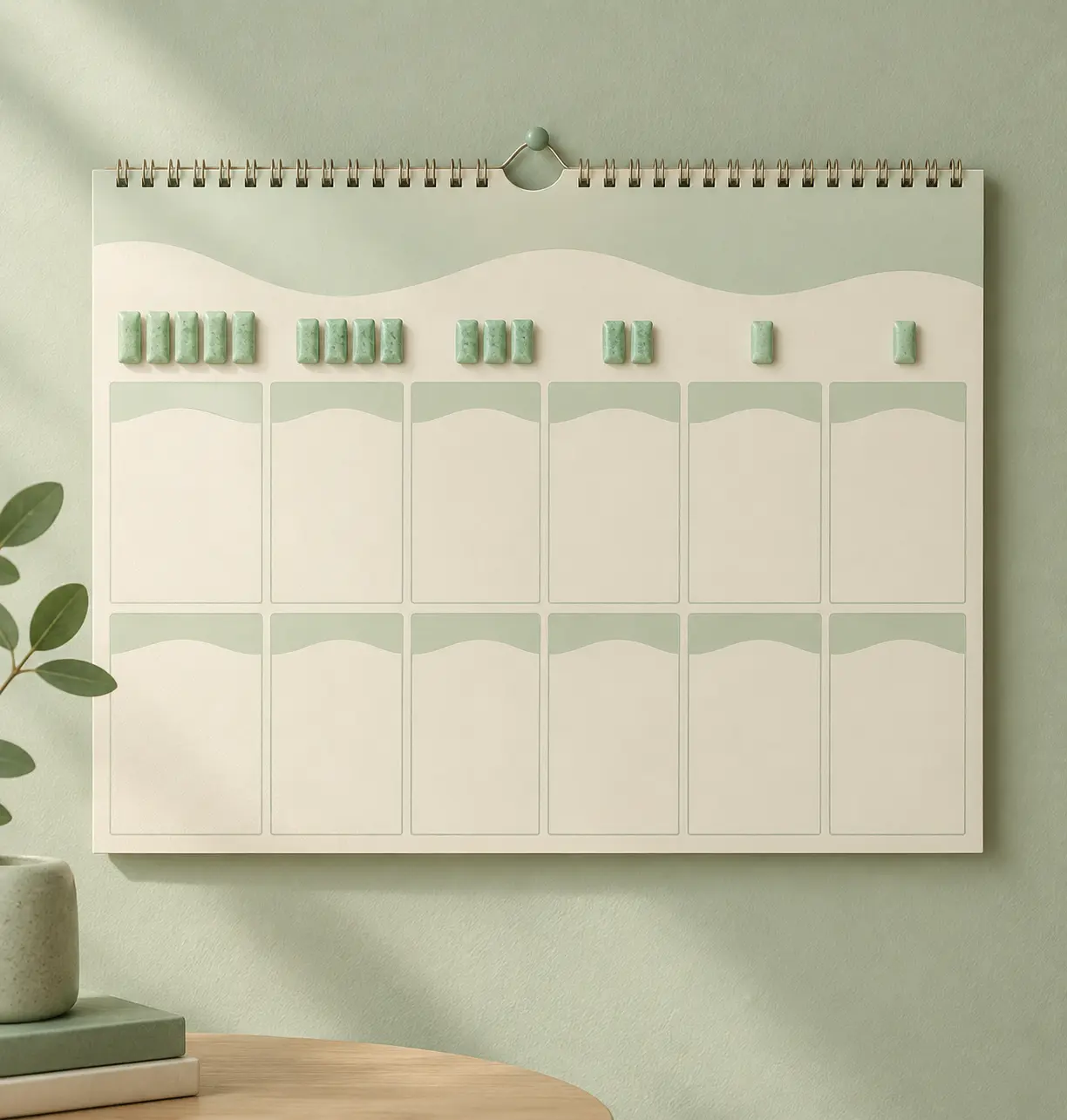 Calendar with fewer gum pieces each stage illustrating a 12-week nicotine gum course