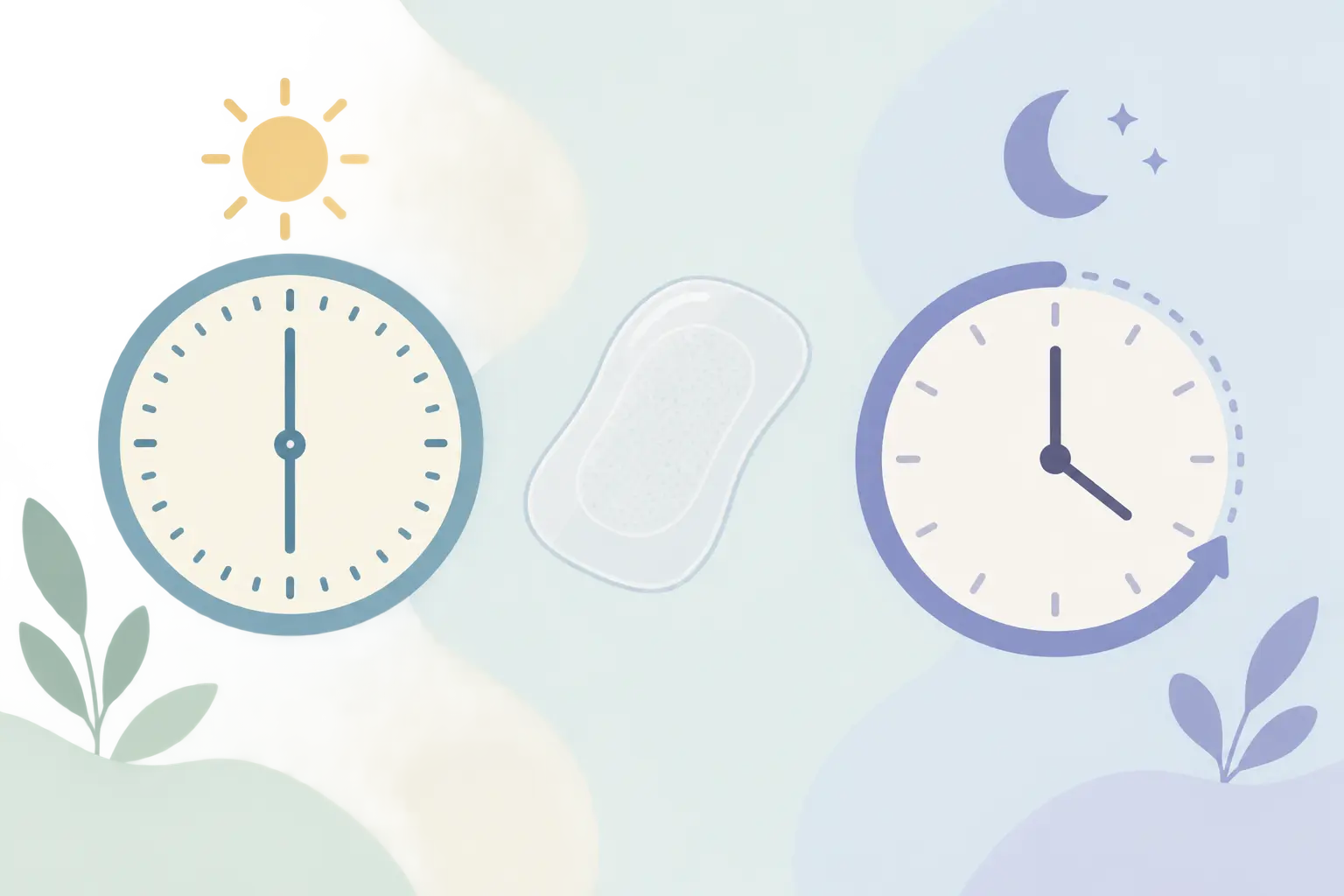 Illustration comparing a 24-hour patch wear time with a 16-hour wear time using two clock arcs