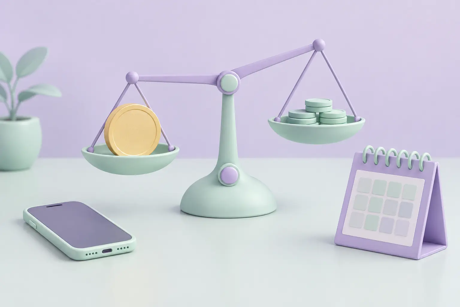 Balance scale weighing a single large coin against several small coins representing one expensive session versus several cheaper quit aids
